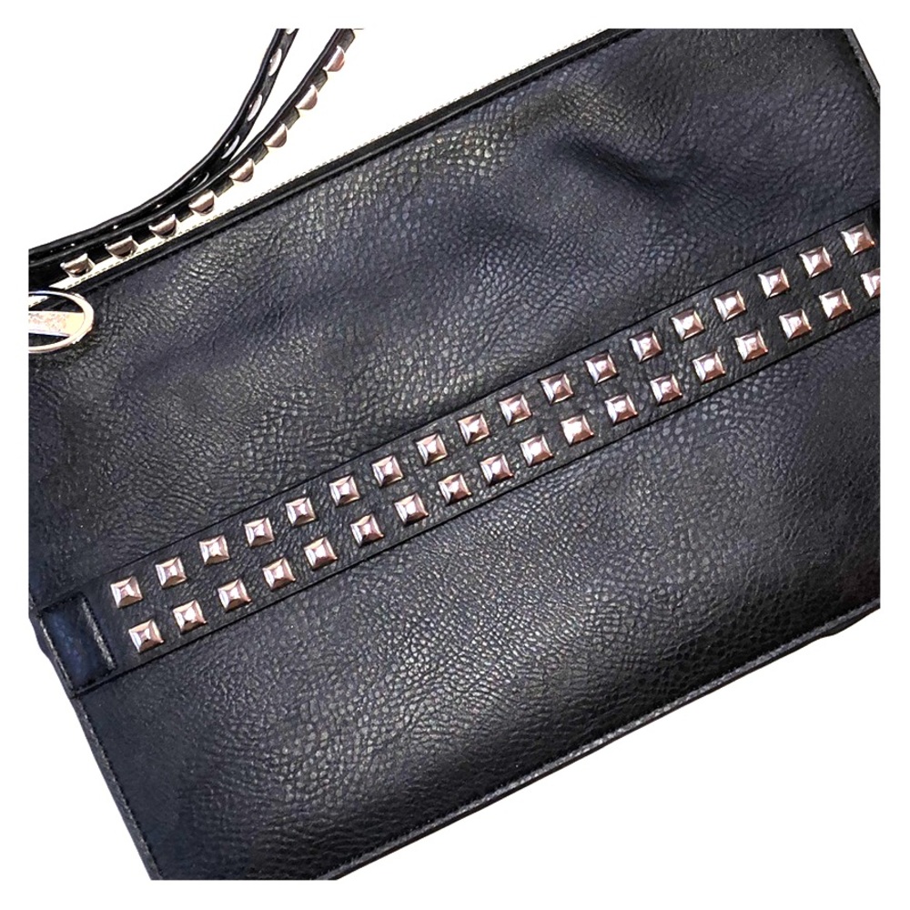 Studded black clutch
